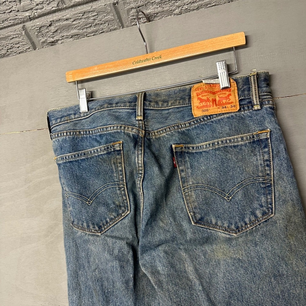 Levi Strauss 505 Mens Jeans 34x34 Blue Classic Straight Fit Denim